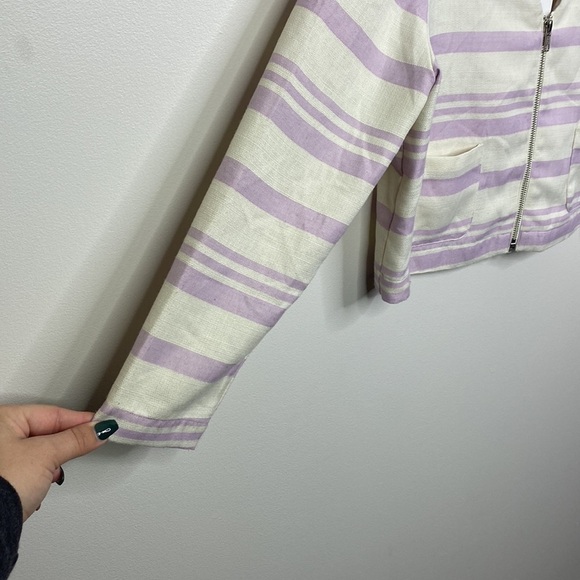 Cupcakes & Cashmere Purple and Cream Striped Cropped Zip Jacket NWT - Picture 3 of 10
